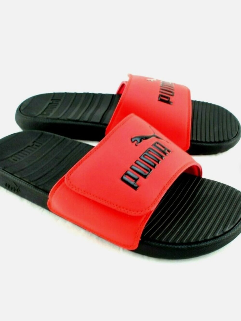 NWT PUMA Cool Cat | High Risk Red Black | Logo Adjustable Men Slide | Sz 7